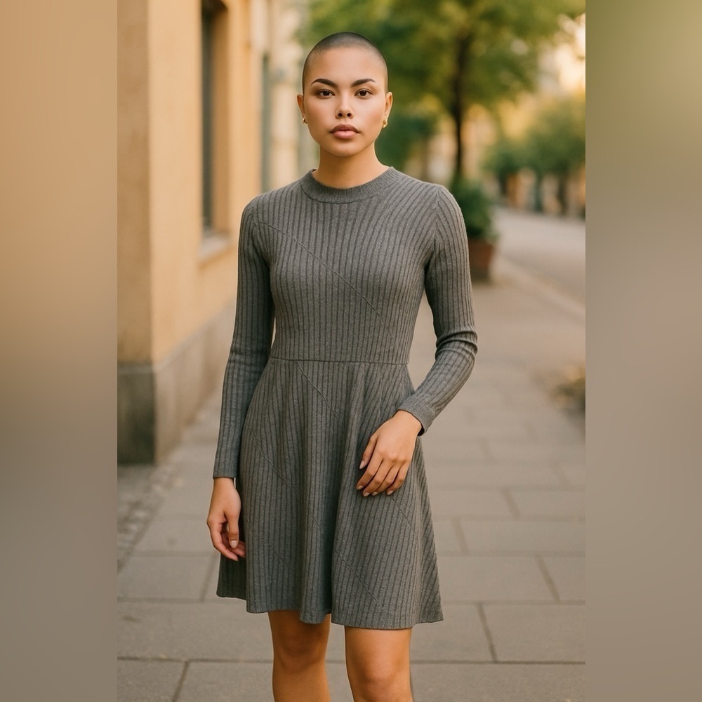 Society Girl Women's Long sleeve Grey Dress